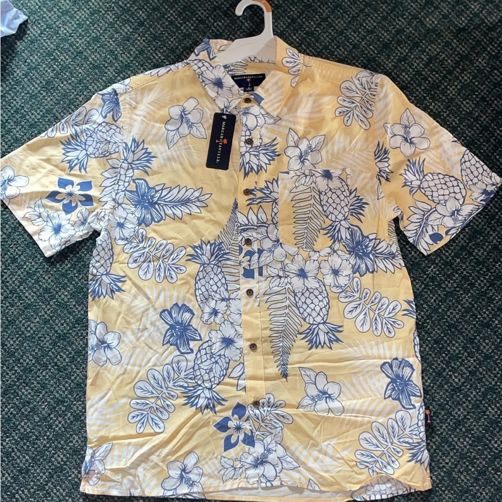 Margaritaville Yellow and Blue Floral Shirt
